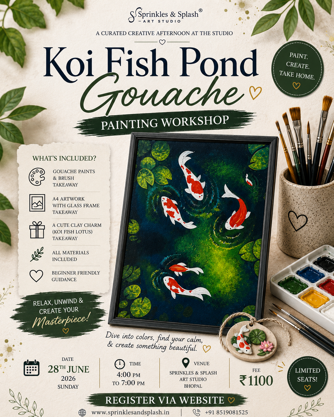6 Koi fish Gouache Workshop : 28 June 2026 | Bhopal