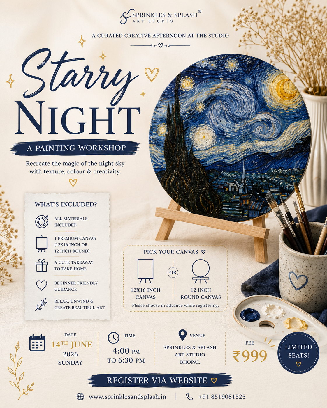 4 Starry Nights Canvas Painting : 14 June 2026 | Bhopal