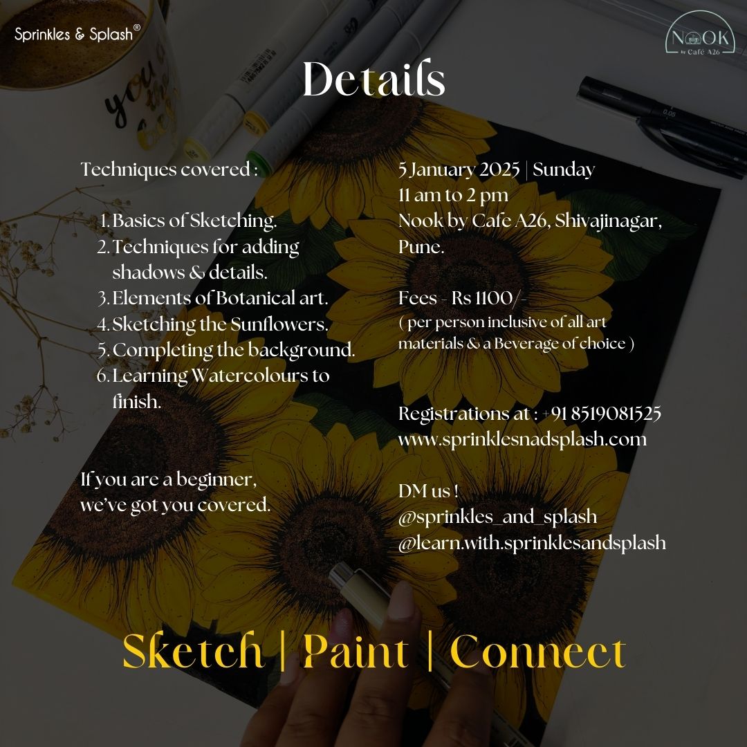 Mindful Sketching Workshop Sunflower Edition : 5 January 2025 | Pune
