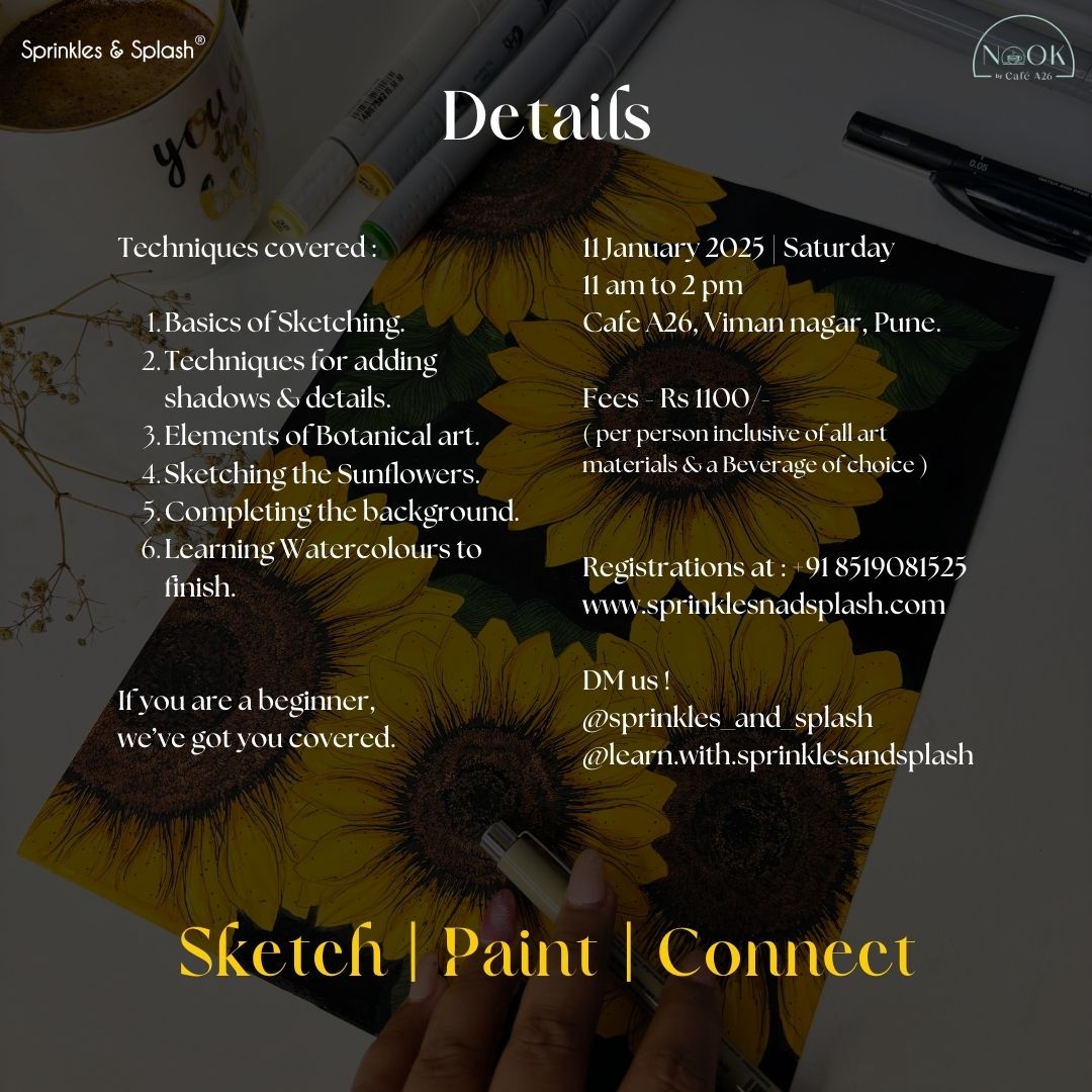 Mindful Sketching Workshop Sunflower Edition : 11 January 2025 | Pune