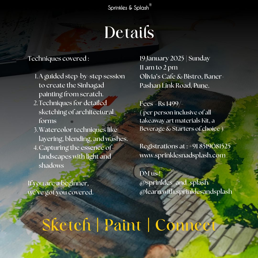 Paint Sinhagad Fort in Watercolors : 19 January 2025 | Pune