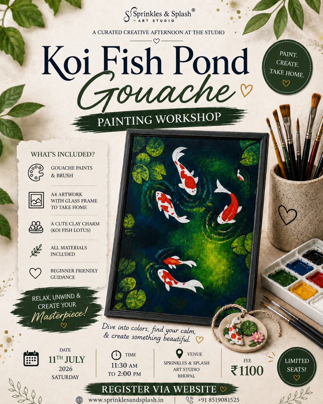 6 Koi fish Gouache Workshop : 11 July 2026 | Bhopal