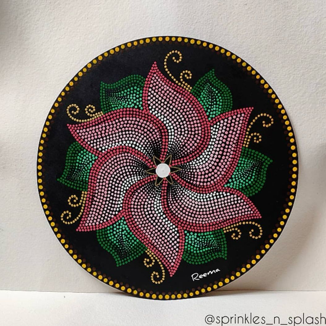 Pink Flower - Dot Mandala on MDF