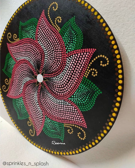 Pink Flower - Dot Mandala on MDF