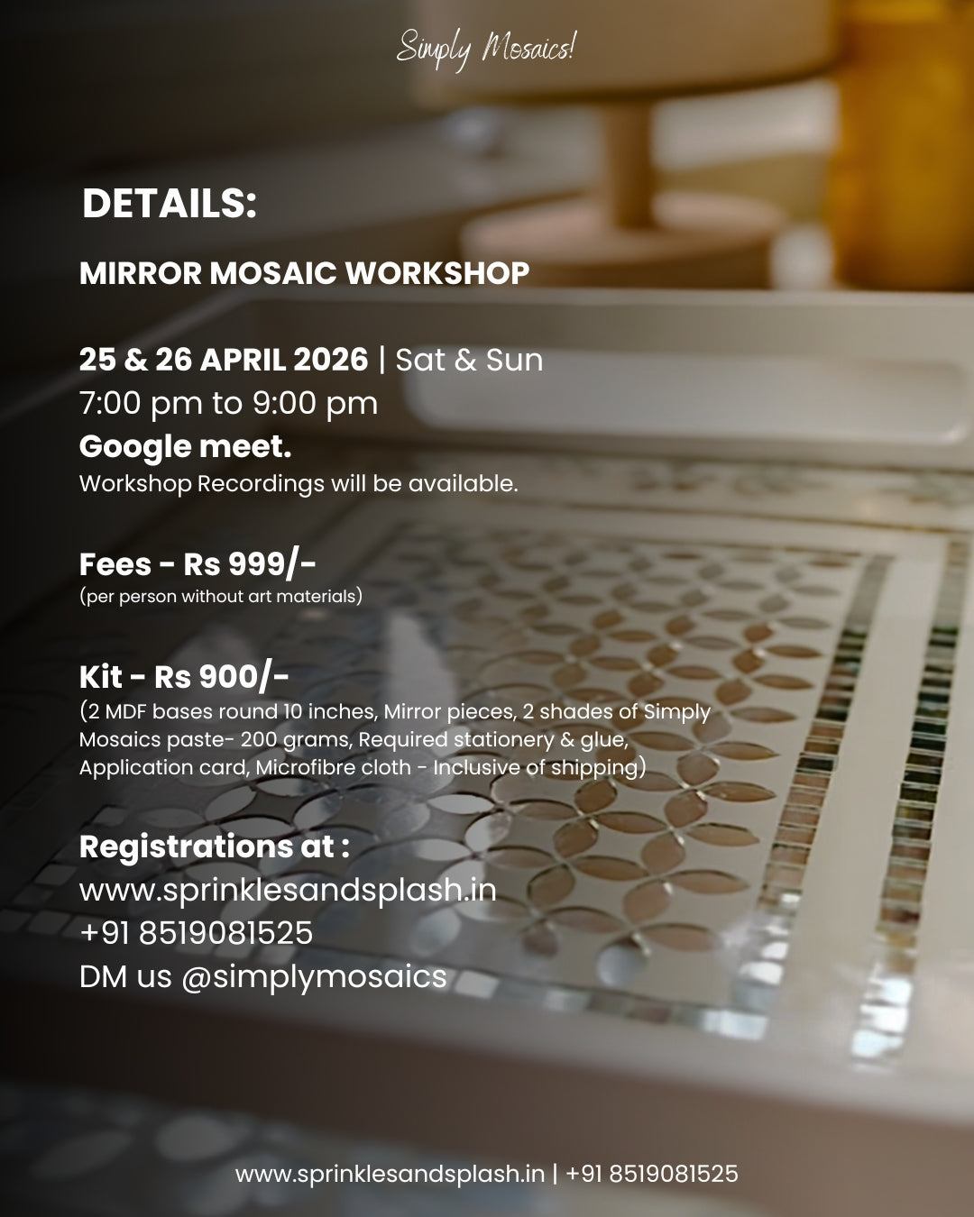7 Mirror Mosaic ONLINE Workshop: May 2026